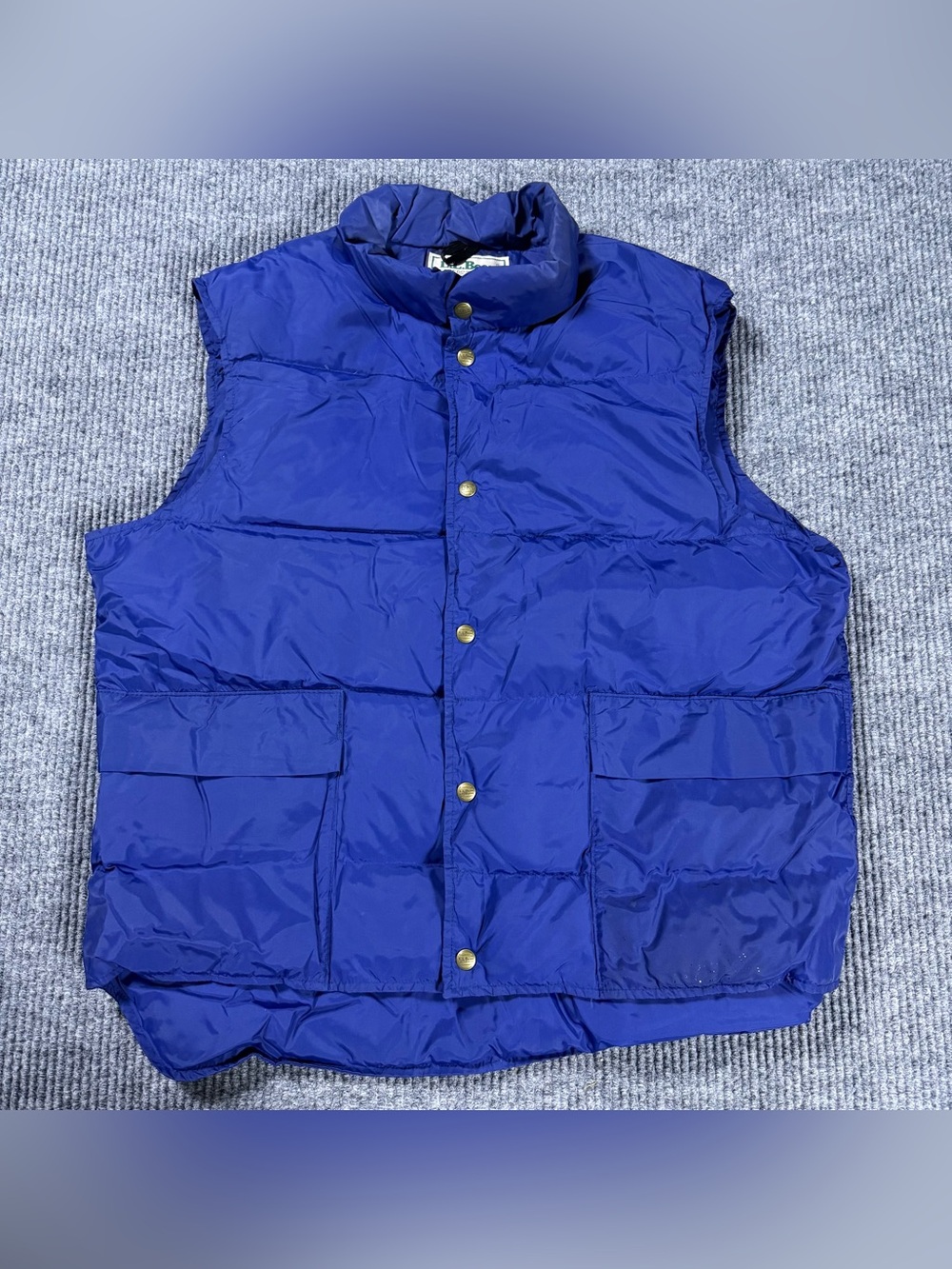 Vintage L.L. Bean Goose Down Puffer Vest Mens Large Blue Snap Front Made USA